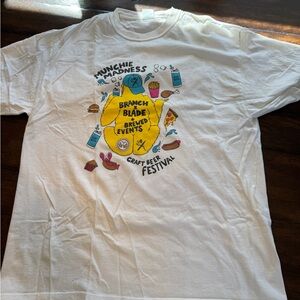 Munchie Madness Craft Beer Festival Graphic Tee - White & Yellow- Size XL